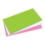 Bloc de 3 x100 notes électrostatiques format 10 x 20 cm. Coloris assortis: Rose, Blanc et Vert
