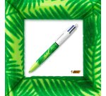 Stylo-bille bic 4 couleurs classiques pointe moyenne 1mm retractable rechargeable      corps effet velours coffret 3
