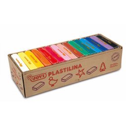 Plastilina, boîte de 15 x 350 grammes de pâte à modeler végétale couleurs assorties