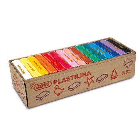 Plastilina, boîte de 15 x 350 grammes de pâte à modeler végétale couleurs assorties