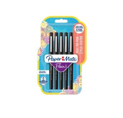 Feutre ecriture paper mate flair original pointe moyenne 0,7mm encres noir blister 5   couleurs
