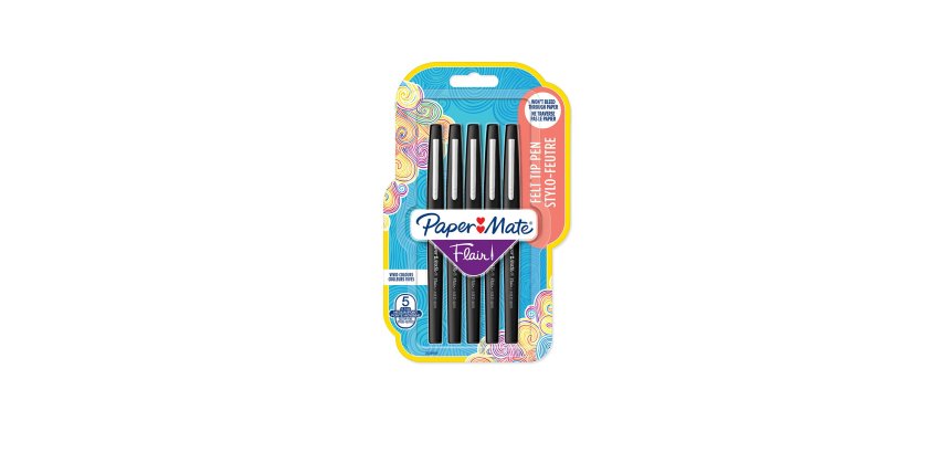 Feutre ecriture paper mate flair original pointe moyenne 0,7mm encres noir blister 5   couleurs