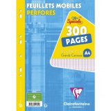 Feuillets mobiles sous film A4 300 pages perforées grands carreaux - Blanc