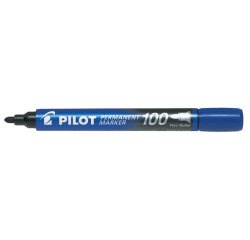 Marqueur pilot 100 permanent pointe ogive fine 1/4,5mm      résiste à l'eau coloris bleu