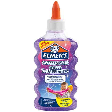 Colle liquide pailletee elmers lavable adapte aux enfants   pour fabrication slime -       flacon 177ml coloris violet