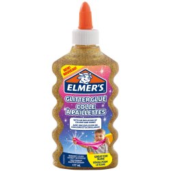 Colle liquide pailletee elmers lavable adapte aux enfants   pour fabrication slime -       flacon 177ml coloris or