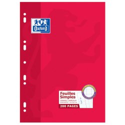 Feuillets mobiles 200 pages grands carreaux blancs 90 g 21 x 29,7 cm - Sous étuis carton