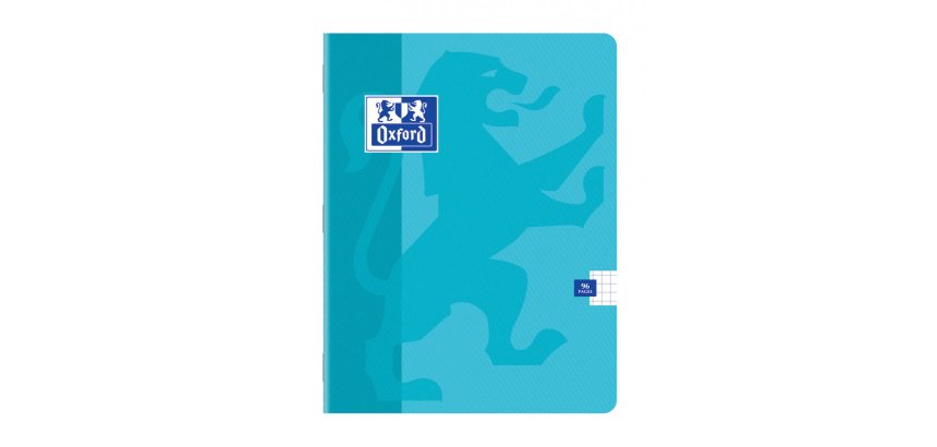 Cahier Oxford color life 17x22cm petits carreaux 5mm margés 96 pages agrafées couverture carte coloris assortis