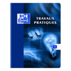 Cahier Oxford de travaux pratiques 17x22cm grands carreaux seyès/uni blanc 96 pages agrafées couverture carte coloris assortis