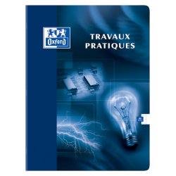 Cahier Oxford de travaux pratiques 24x32cm grands carreaux seyès/uni blanc 80 pages agrafées couverture carte coloris assortis