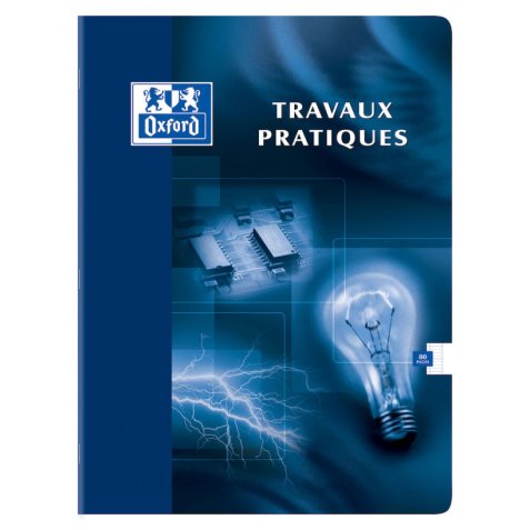 Cahier Oxford de travaux pratiques 24x32cm grands carreaux seyès/uni blanc 80 pages agrafées couverture carte coloris assortis