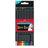 Crayon couleur faber castell triangulaire black edition en bois noir pochette de 12