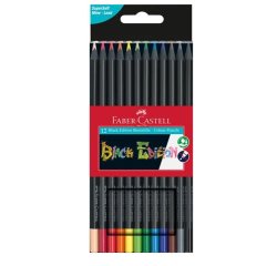 Crayon couleur faber castell triangulaire black edition en bois noir pochette de 12