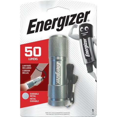 Torche Metal LED 50 lumens - autonomie 15h - fonctionne avec 3 piles AAA non fournies