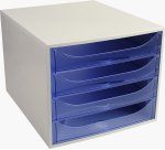 Module de classement ECOBOX, 4 tiroirs, gris