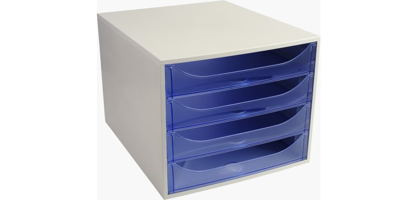 Module de classement ECOBOX, 4 tiroirs, gris
