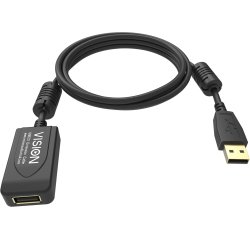Vision TC 5MUSBEXT+/BL- câble USB USB 2.0 5 m USB A Noir