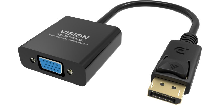 Vision TC-DPVGA/BL câble vidéo et adaptateur DisplayPort VGA (D-Sub) Noir