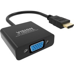 Vision TC-HDMIVGA/BL câble vidéo et adaptateur 0,23 m HDMI Type A (Standard) VGA (D-Sub) Noir