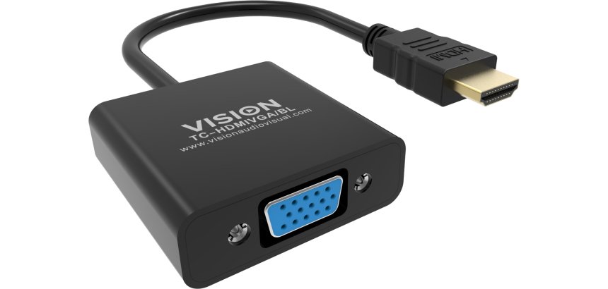Vision TC-HDMIVGA/BL câble vidéo et adaptateur 0,23 m HDMI Type A (Standard) VGA (D-Sub) Noir