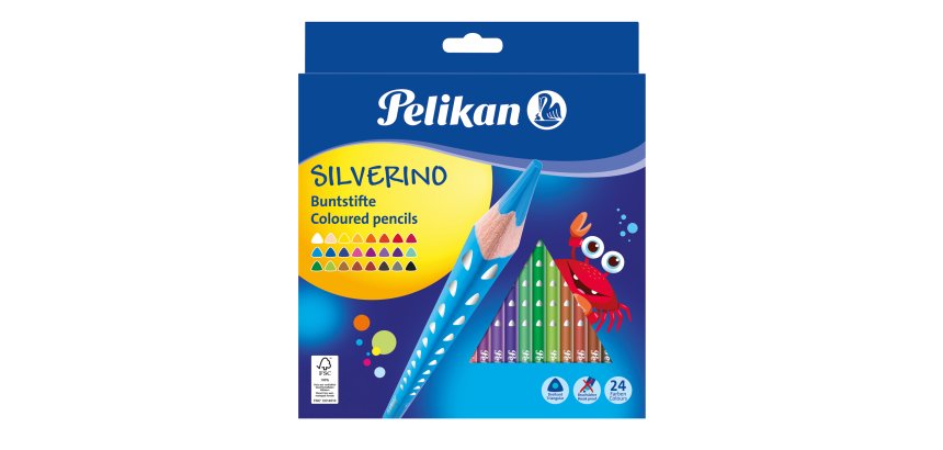 Pelikan 700665 pastello colorato Nero, Blu, Marrone, Verde, Grigio, Azzurro, Verde chiaro, Multicolore, Arancione, Pesca, Rosa, Viola, Rosso, Viola, Bianco, Giallo 24 pz