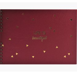 Album photos à spirales 50 pages noires - Format 32x22cm - LIFE rouge