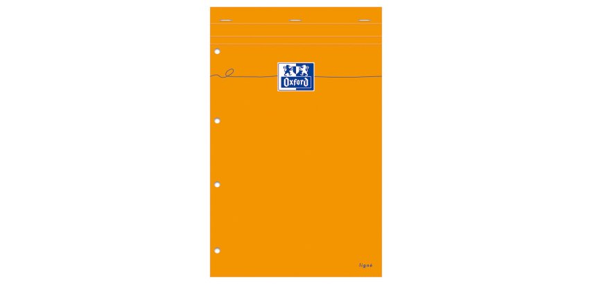Bloc de bureau Oxford 21 x 31,5 cm agrafé orange - ligné jaune - 80 feuilles
