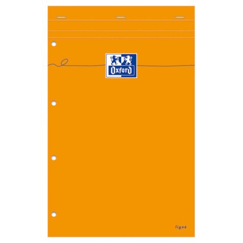 Bloc de bureau Oxford 21 x 31,5 cm agrafé orange - ligné jaune - 80 feuilles