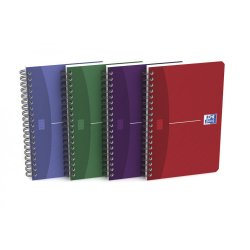 Carnet Oxford office essentials 11x17cm petits carreaux 5mm 180 pages reliure spirale couverture carte coloris assortis