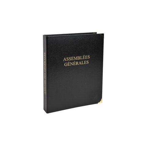 Reliure registre 32x26cm 4 anneaux avec recharge de 100 feuillets - Assemblées générales - Noir