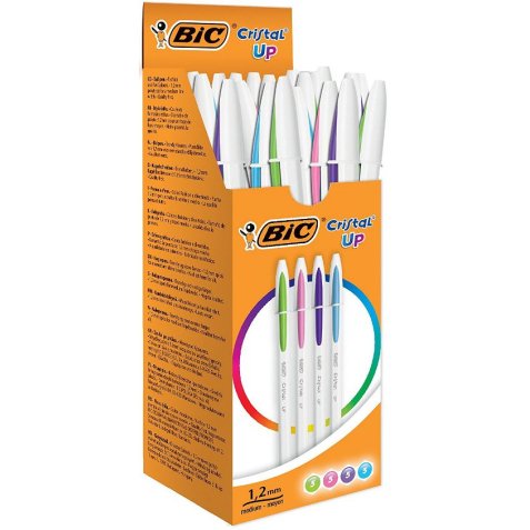 BIC Cristal Up Blu, Verde, Rosa, Viola Penna a sfera retrattile a clip Medio 20 pz