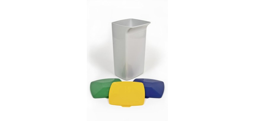 Poubelle plastique carrée Durabin Square 40 litres - L36 x H59 x P32 cm - Blanc