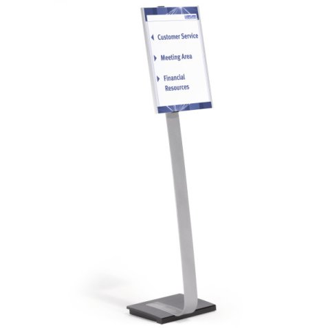 Stand Infosign A3 portrait ou paysage sur pied - Hauteur max : 125 cm - Argent métallisé