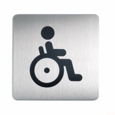 Plaque de porte ou signalétique - Personne Handicapée - 150x150mm - Acier Brossé