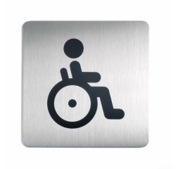 Plaque de porte ou signalétique - Personne Handicapée - 150x150mm - Acier Brossé