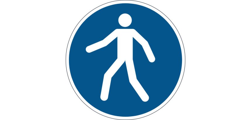 Pictogramme au sol pieton durable adhesif entrepots     centres distribution usines   diametre 43cm
