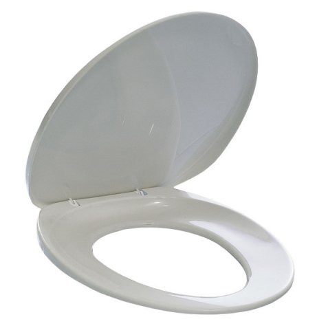 Abattant WC universel en polypropylene Blanc L390 x H40 x P450 mm sur bruneau