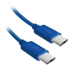 SBS Câble USB C - USB C PD 60W 1m50, bleu, tressé