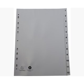 Intercalaires imprimes numeriques exacompta          polypropylene a4 12positiones /numerique gris