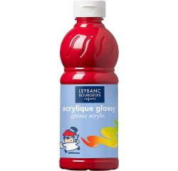 Peinture acrylique lefranc bourgeois glossy fluide brillante indélébile multi-supports rouge primaire flacon 500ml