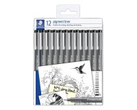 Stylo-feutre staedtler pigment liner 308 pointes     calibr es baguee metal de     0,05 a 2mm coloris noir etui