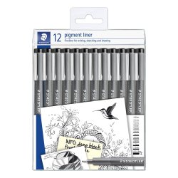 Stylo-feutre staedtler pigment liner 308 pointes     calibr es baguee metal de     0,05 a 2mm coloris noir etui