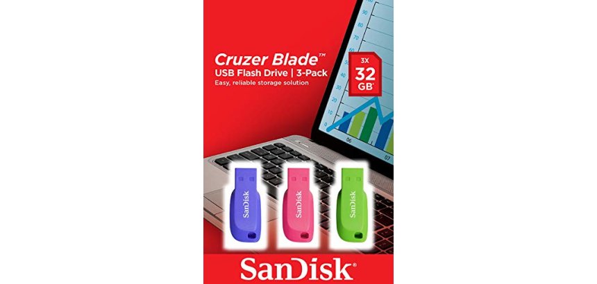 SanDisk Cruzer Blade 3x 32GB lecteur USB flash 32 Go USB Type-A 2.0 Bleu, Vert, Rose