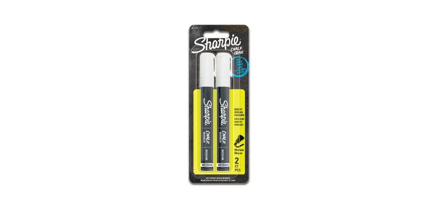 Marqueurs craie sharpie chalk pointe medium ogive blister 2 coloris blanc