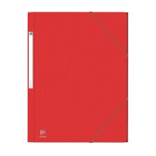 Chemise 3 rabats et élastique EUROFOLIO en carte grainée 5/10e, 450g.Pour format A4. Coloris rouge