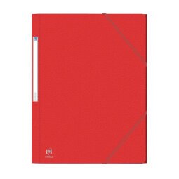 Chemise 3 rabats et élastique EUROFOLIO en carte grainée 5/10e, 450g.Pour format A4. Coloris rouge