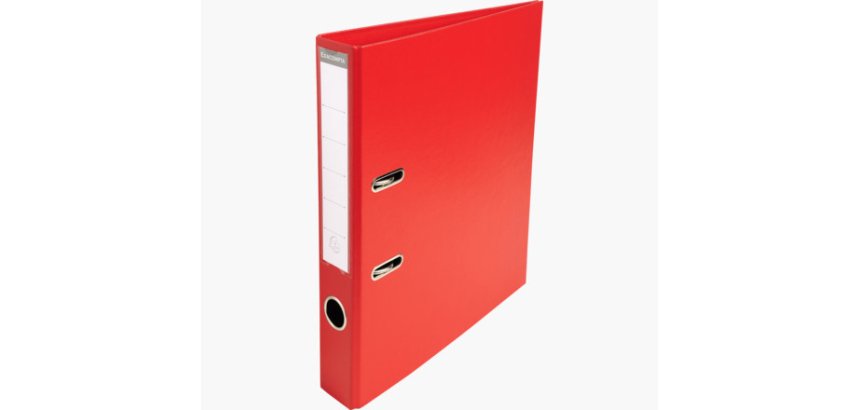 Classeur levier exacompta carton recouvert pvc a4 32x29cm dos 5cm étiquette porte-étiquette coloris rouge