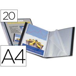 Protège-documents liderpapel personnalisable kangourou polypropylène 20 pochettes fixes a4 210x297mm coloris noir