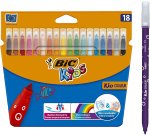 Feutre bic kids coloriage encre ultra-lavable capuchon ventilé pointe bloquée décor fantaisie pochette 18 unités