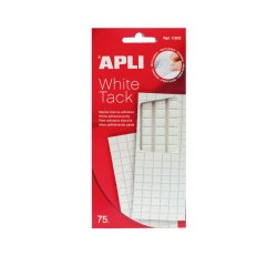 Pâte adhésive apli tack blanche pré-découpée en carrés enlevable réutilisable supporte jusqu'à 75g pack 102 unités